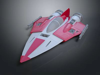 Futuristic Pink And White Spaceship Model With Sleek Design And Dual Engines 3d model
