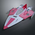 Futuristic Pink And White Spaceship Model With Sleek Design And Dual Engines