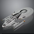 Sleek Futuristic Interstellar Spaceship With White Hull And Colorful Engine Details
