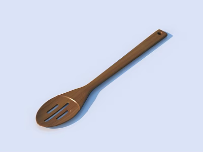 Eco Friendly Wooden Slotted Spoon Kitchen Utensil for Cooking in Durable Kitchenware Set 3d model