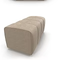 Three Piece Beige Fabric Ottoman Set With Modern Design And Various Shapes