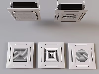 Ceiling Mounted Air Conditioner Fan Units With Various Unique Grille Patterns 3d model