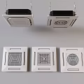 Ceiling Mounted Air Conditioner Fan Units With Various Unique Grille Patterns 3d model