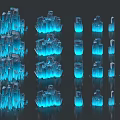 Natural Stone and Wood Decorative Pieces with Unique Shapes and Blue Lighting Effects
