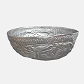Silver Carved Wine Bottle And Glass With Intricate Patterns Design