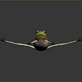 Vibrant Green Frog With Yellow Feet On Gray Background Displaying Realistic Lifelike Features