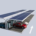 Solar Panel Covered Carport With Electric Vehicle Charging Stations And Parking
