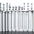 Different Types of Roman Columns with Ornate Carvings and Classical Architectural Details