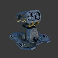 Cartoon Scene With Futuristic Blue Gray Tech Console Yellow Details Dashboard And Base Buttons