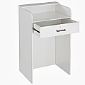 White Reception Desk With Drawer And 31.5 Inch Height 15.7 Inch Width 23.6 Inch Depth