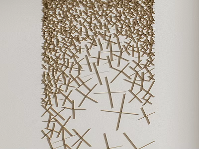 Intricate Wall Decor With Crossed Golden Slender Strips On White Wall 3d model