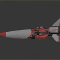 Gray and Red Cosmic Spacecraft Model With Multiple Engines And Wings