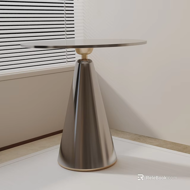 Modern Metal Side Table With Conical Base And Round Smooth Top In Modern Interior 3d model 
