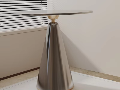 Modern Metal Side Table With Conical Base And Round Smooth Top In Modern Interior 3d model