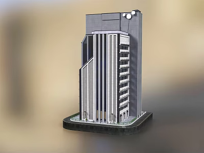 Modern High Rise Office Building Featuring Glass Facade And Multiple Floors Structure 3d model