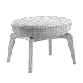 Round Brown Leather Stool With Wooden Legs And Comfortable Seat Design