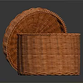 Handwoven Round Brown Wicker Basket With Open Lid And Storage Design