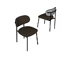 Modern Dining Chairs Beige Upholstered Seat Rounded Backrest Black Metal Frame Brass Legs