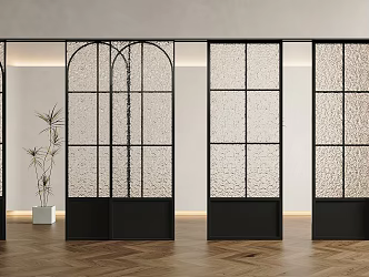 French sliding door glass door sliding door hanging rail sliding door carved glass sliding door invisible track sliding door 3d model