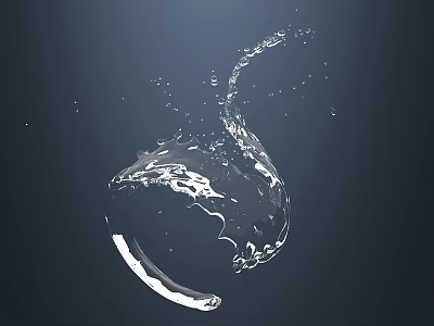Dynamic Water Splash With Flowing Motion And Droplets On Dark Background 3d model