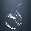 Dynamic Water Splash With Flowing Motion And Droplets On Dark Background 3d model