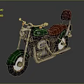 Green Vintage Motorcycle With Brown Seat And Classic Retro Design Details