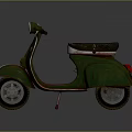 Vintage Green Scooter with Retro Design Black Seat Headlight and Metal Body