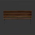 Sturdy Outdoor Bench With Brown Wooden Slats And Dark Metal Legs