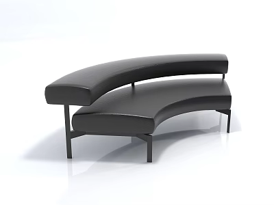 Modern Curved Black Leather Sofa With Metal Legs And Sleek Design 3d model