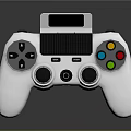 White Wireless Game Controller Electronic Device With Black Joysticks Colorful Buttons And Display Screen