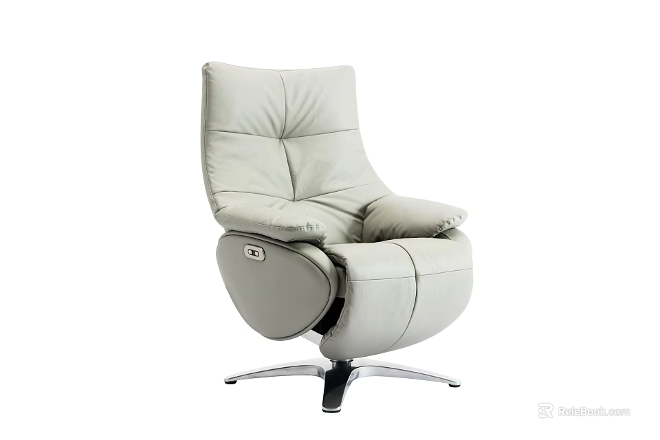 Modern Light Gray Leather Armchair With Swivel Base For Living Room Decor 3d model 