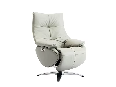 Modern Light Gray Leather Armchair With Swivel Base For Living Room Decor 3d model