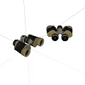 Vintage Black And Gold Binoculars With Leather Wrapped Body And Metal Optic Lenses