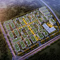 Aerial Planning of Modern Residential Community With Green Rooftops And Road Networks