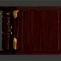 Traditional Dark Wooden Cabinet With Golden Handles Drawers And Decorative Carvings Smooth Glossy Surface Design