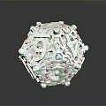White 3D Sphere Made of Numbers and Letters with Hollow Reflective Design on Black Background