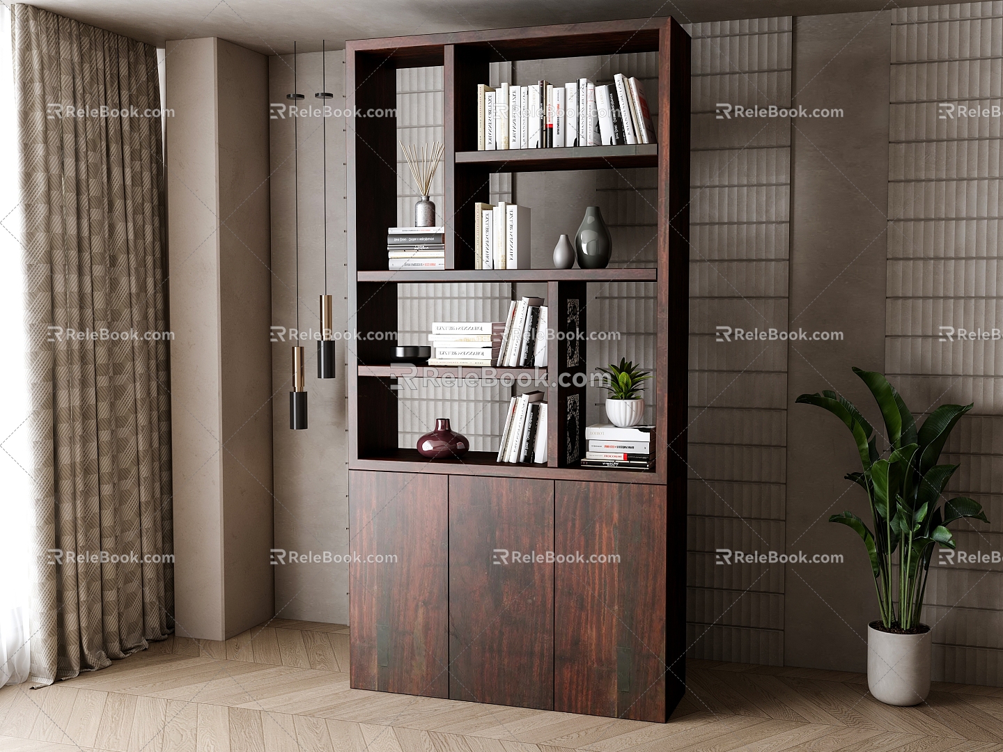 Retro Bookshelf 3d model