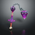 Purple Glowing Weapon With Chain Crystal And Decorative Handle Design