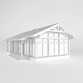 Wooden House With Large Glass Windows Dark Roof And Porch Steps