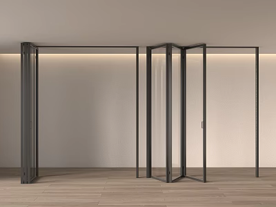 Modern Folding Doors With Glass Panels And Aluminum Frame For Interior Space 3d model