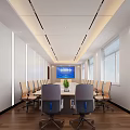 Modern Spacious Conference Room Interior With Long Table Comfortable Chairs And Digital Display Screen 3d model