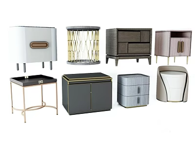 Stylish Modern Nightstands With Various Designs Metal Frames And Storage Features 3d model