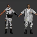 Two Biomechanical Characters In Gray Utility Suits With Yellow Accents And Backpacks