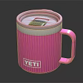 YETI Pink Insulated Mug With White Push Button Lid And Handle 3d model
