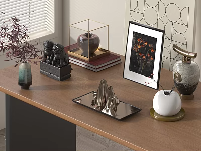 New Chinese Style Ornaments Combination Photo Frame Plant Decorative Painting Vase Book 3d model