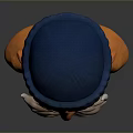 Man Wearing Blue Knit Cap Gray Mustache and Orange Skin 3D Rendered Head