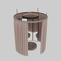 Elegant Circular Decorative Space With Pink Curtains Mirror And Round Cushions Design