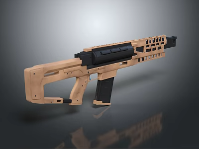 Tactical Rifle in Tan and Black with Modular Design and Ergonomic Grip Structure 3d model Tactical Rifle in Tan and Black with Modular Design and Ergonomic Grip Structure 3d model