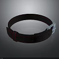 Black Belt With Red Stitching And Silver Metal Buckle For Daily Use