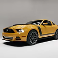 Yellow Mustang Two Door Sports Car With Black Stripes And Sporty Exterior Design